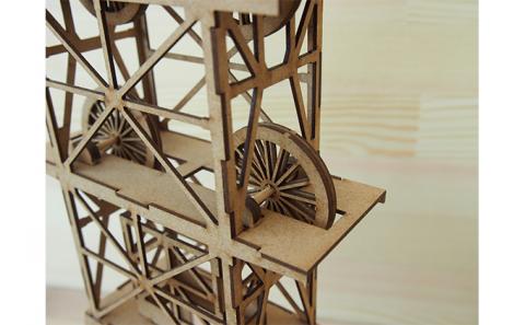 旧住友赤平炭鉱立坑キット　MDF 工芸品 インテリア