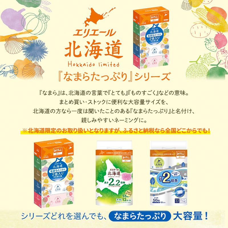 【2ヵ月連続お届け・計100箱】エリエール 北海道 ティシュー なまらたっぷり 300組5箱 10パック 大容量 まとめ買い 防災 常備品 備蓄品 消耗品 日用品 生活必需品 送料無料 赤平市