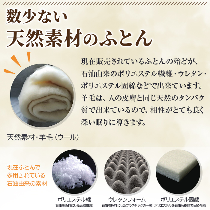 【F7053】＼羊毛100％／ピュアウール 寝具 3点セット (1組) 布団 ふとん シングル 寝具 まくら 布団セット 羊毛 ウール 羊毛布団 布団セット 掛布団 掛ふとん 敷布団 敷ふとん 枕 睡眠 眠り 【寝具の井上】