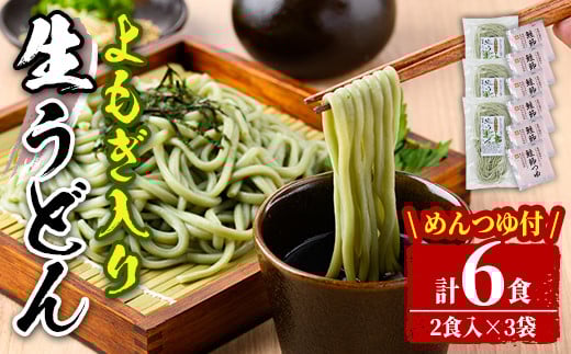 【A7064】北海道士別市 よもぎ入り生うどん (6人前・めんつゆ付き) うどん 麺 生麺 生めん 生タイプ ヨモギ 蓬冷蔵 小麦 粉 めんつゆ 【日の出食品】