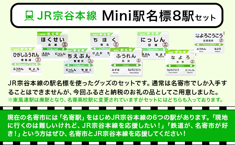 JR宗谷本線応援・mini駅名標８駅セット ※着日指定不可 ※離島への配送不可《60日以内に出荷予定(土日祝除く)》---nayoro_apt_9_1s---