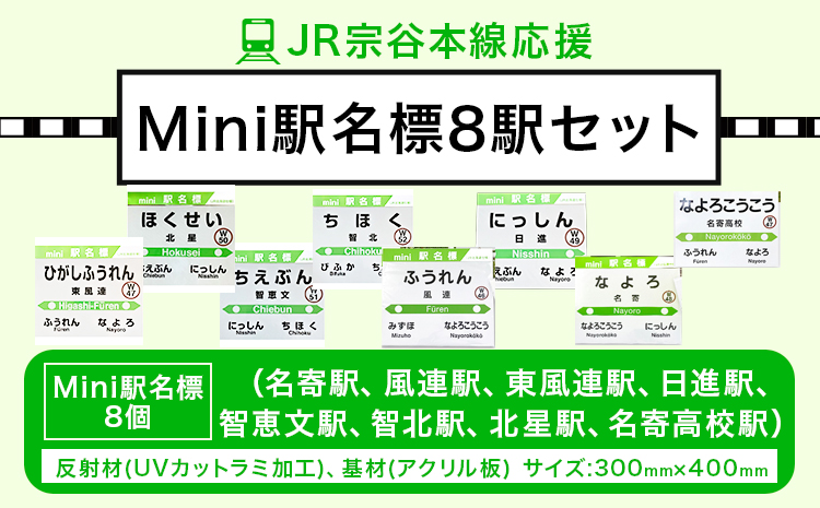 JR宗谷本線応援・mini駅名標８駅セット ※着日指定不可 ※離島への配送不可《60日以内に出荷予定(土日祝除く)》---nayoro_apt_9_1s---