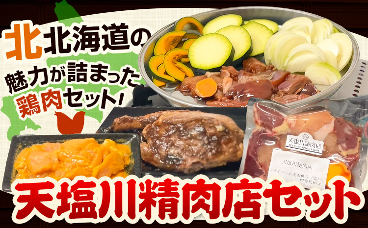肉 鶏肉 天塩川精肉店セット フライパンde焼鳥 モツタレ 160g×1 モツ塩 160g×1 タンドリーチキン 160g×1 若鶏の新子焼 500g×1 アグリフーディズム 《30日以内に出荷予定(土日祝除く)》北海道 名寄市 詰め合わせ 冷凍【配送不可地域あり】(離島)---nayoro_ftn_2_1s---