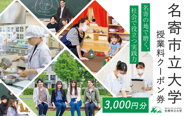 名寄市立大学 授業料 クーポン券 3000円分[30日以内に出荷予定(土日祝除く)]北海道 名寄市 大学 授業料 クーポン---nayoro_nyu_1_1---