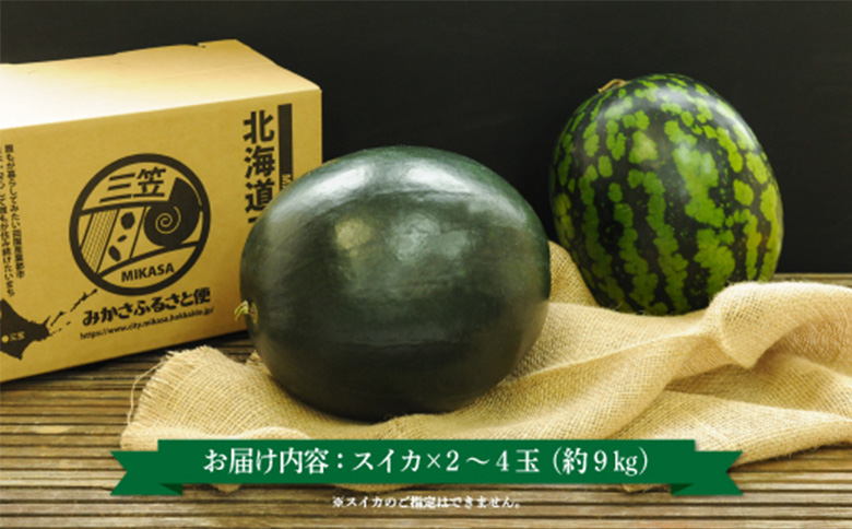 《2026年分受付中》秋に収穫される赤色スイカor黄色スイカ2～4玉(約9kg)【01149】