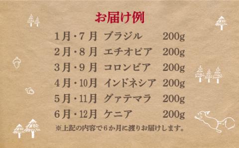 月替りスペシャルティコーヒー豆（200g）定期便6ヶ月【06009】