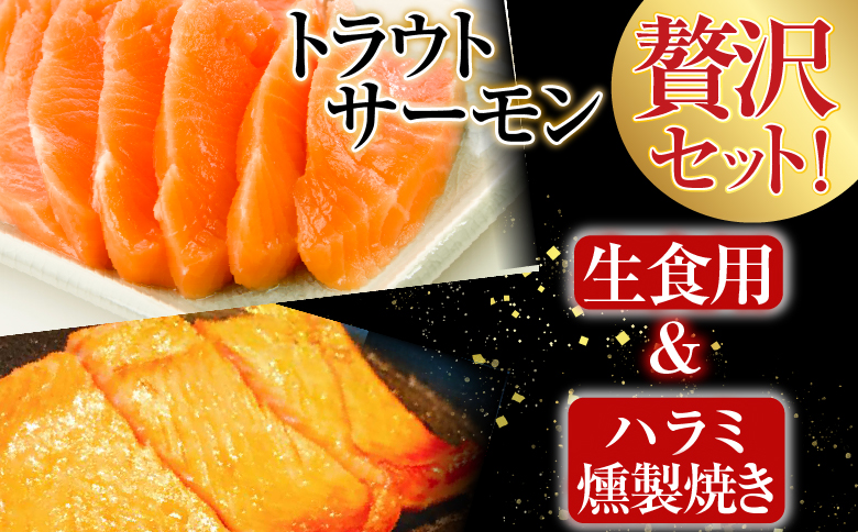お刺身トラウトサーモン1kg＆とろサーモンハラミ燻製焼き1.5kg B-09071
