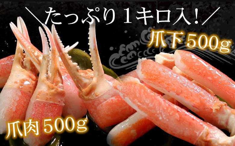＜12月21日決済分まで年内配送＞ズワイガニのかに爪刺身セット（計1kg入） B-56020