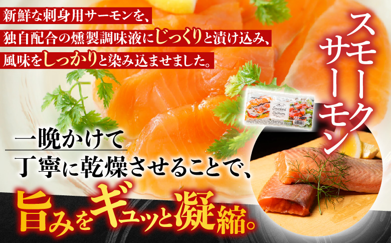 スモークサーモン500g＆とろサーモンハラミ燻製焼き500g A-09094