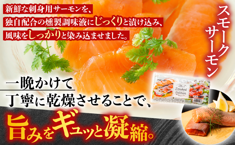 スモークサーモン2～3P(計400g)＆とろサーモンハラミ3～5枚(計1kg) A-09128