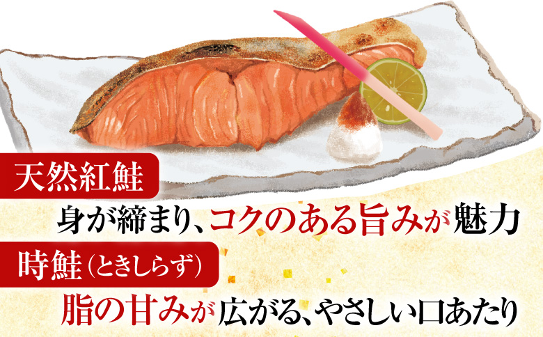 甘塩紅鮭5切×3P、甘塩時鮭5切×2Pセット A-36007