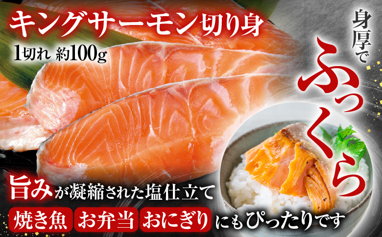 お刺身トラウトサーモン10～25本(計5kg)＆塩キングサーモン切り身1切(約100g)×20P E-09009