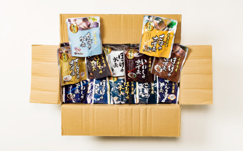 ＜12月14日決済分まで年内配送＞無添加煮付けレトルトセット(さんま・いわし・ほたて・さば・ほっけ) A-09072