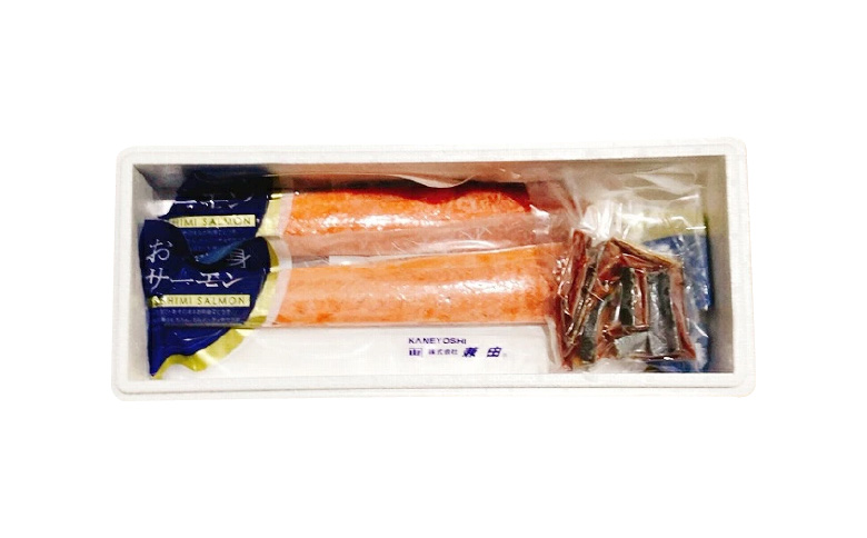 ＜12月14日決済分まで年内配送＞お刺身トラウトサーモン2～3本(計700g)＆鮭とば100g×1P A-09123