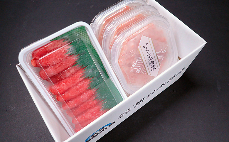 根室海鮮市場＜直送＞いくら醤油漬け(鮭卵)70g×3P(計210g)、甘口たらこ200g×1P A-28152