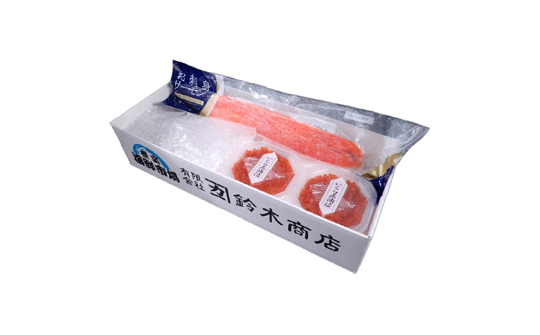 根室海鮮市場＜直送＞いくら醤油漬け70g×2P・刺身用トラウトサーモン(背)300～400g×1本 A-28211