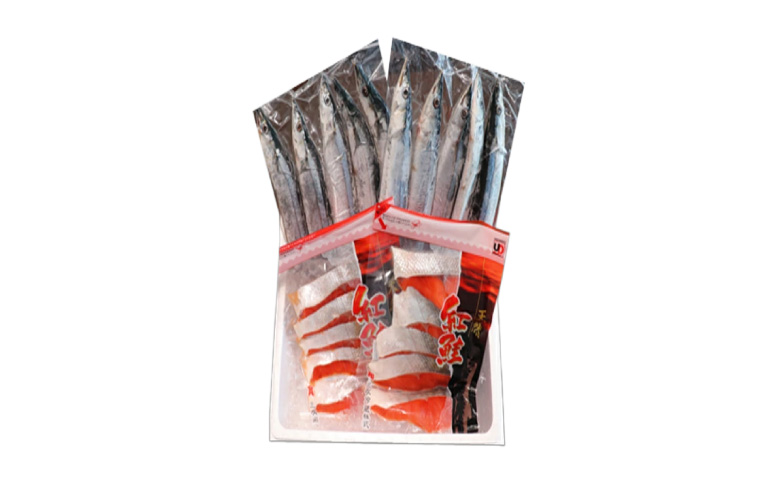 甘塩紅鮭5切×2P、冷凍生さんま5尾×2P A-30017