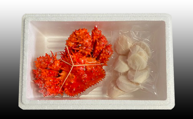 ＜12月21日決済分まで年内配送＞花咲かに300g前後～450g前後×1尾、ほたて貝柱200g A-70063