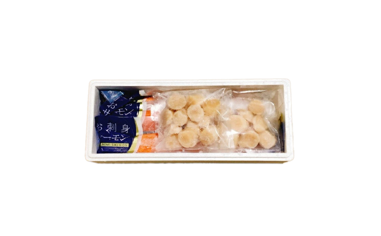 お刺身ほたて貝柱300g×2P＆お刺身トラウトサーモン2～3P(計800g) B-09101