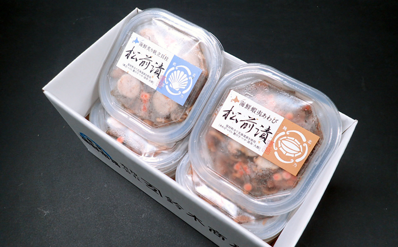 あわび松前漬けとほたて松前漬け各100g×4P(計800g) B-11114
