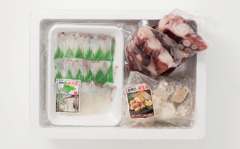 【北海道根室産】たこ足、たこしゃぶ、たこ唐揚げセット B-19002