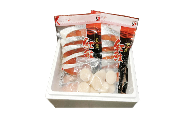 ほたて貝柱200g・甘塩紅鮭5切×6P B-70017