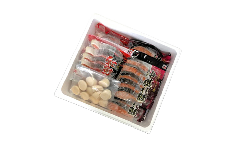 ほたて貝柱200g×1P、甘塩紅鮭5切×5P、甘塩時鮭5切×5Pセット C-30035