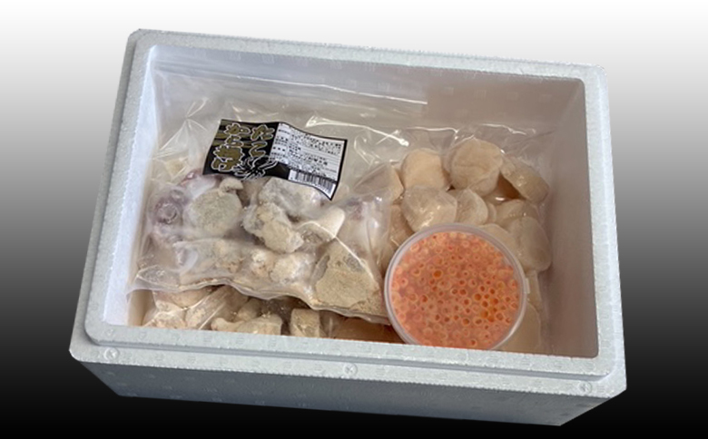 ＜12月21日決済分まで年内配送＞たこ唐揚げ250g×2P、ほたて貝柱500g×1P、いくら醤油漬け100g×1P C-30074