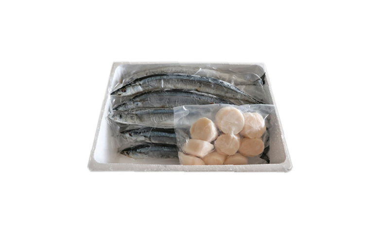 冷凍生さんま5尾×5P、ほたて貝柱200g×2Pセット C-36038