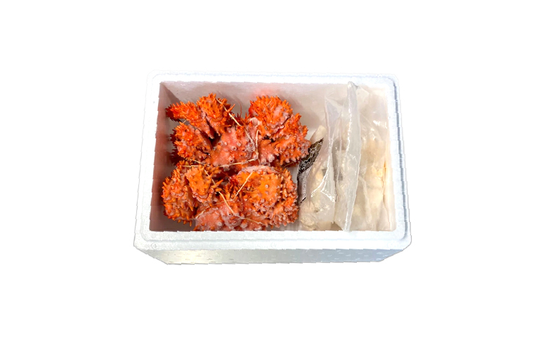 【北海道根室産】花咲かに500g前後～650g前後×2尾、たこ唐揚げ250g×2P C-36075
