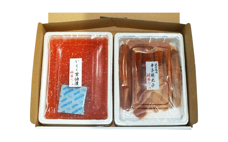 ＜12月21日決済分まで年内配送＞【北海道根室産】＜鮭匠ふじい＞いくら醤油漬400g・辛子明太子400g C-42069