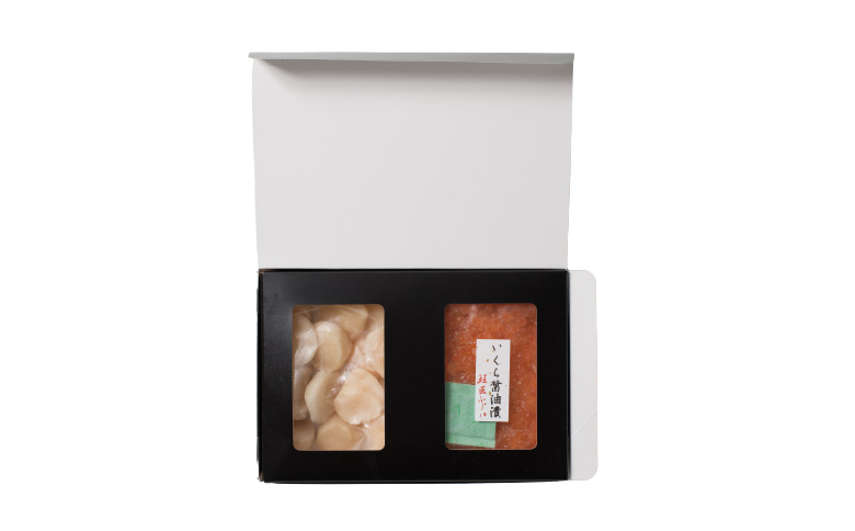 【北海道根室産】いくら醤油漬80g×4P、お刺身帆立貝柱400g C-42079