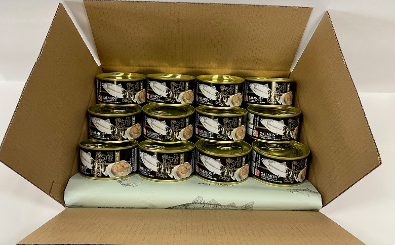 ＜12月21日決済分まで年内配送＞鮭(からふとます)水煮180g×12缶 C-78024