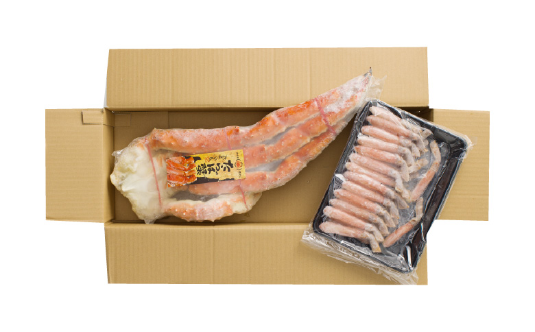 ボイル済み本タラバガニ1.8～2kg、生ずわいポーション500g(25～30本) D-11051