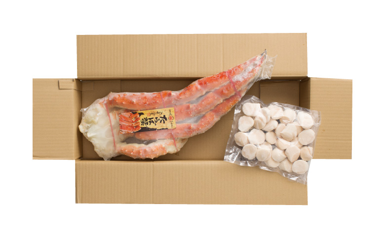 ボイルたらばがに脚約1.8～2kg×1肩、ほたて500g D-11058