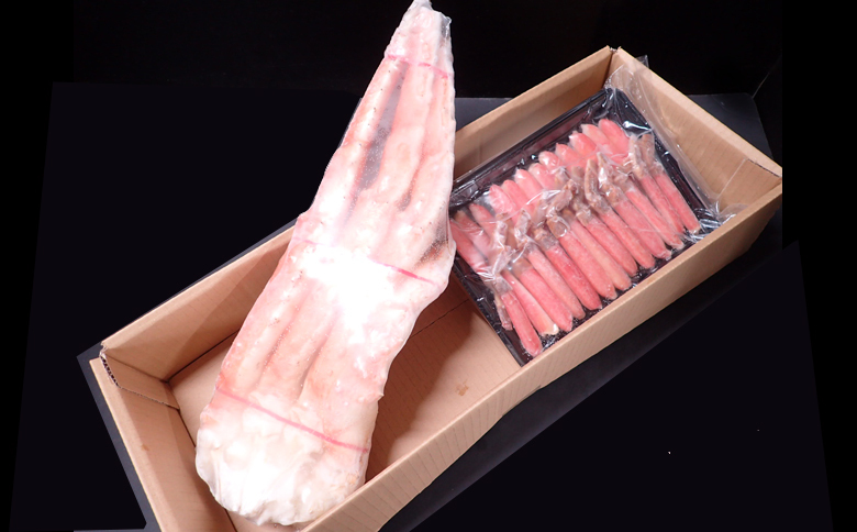 根室海鮮市場＜直送＞ボイル済み本タラバガニ1.8～2kg、生ずわいポーション500g(25～30本) D-28052