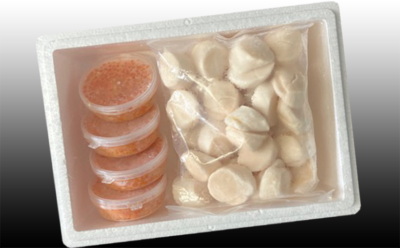 ＜12月21日決済分まで年内配送＞いくら醤油漬け100g×4P、ほたて貝柱500g×2P D-30032