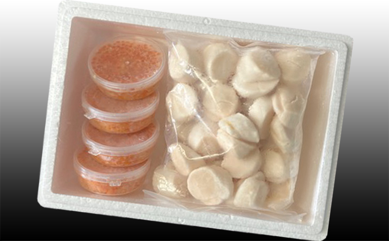 ＜12月21日決済分まで年内配送＞いくら醤油漬け100g×4P、ほたて貝柱500g×2P D-36034