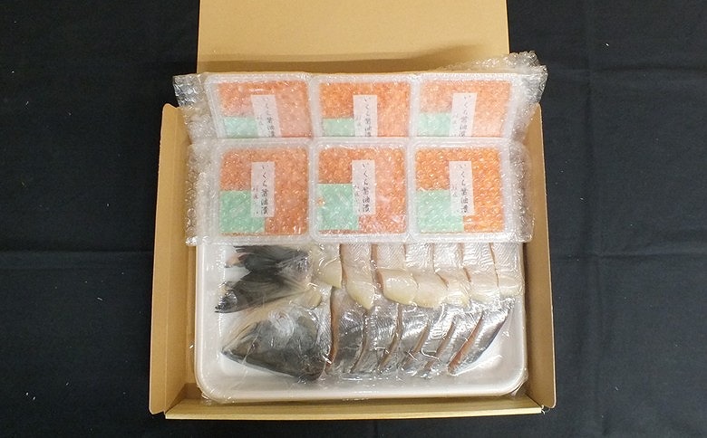 【北海道根室産】時しらず鮭1.5kg×1P・いくら醤油漬け80g×6P D-42067