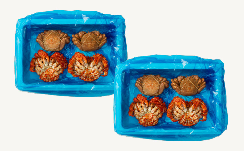 ＜12月21日決済分まで年内配送＞花咲がに500g前後×4尾と毛がに350g前後×4尾セット D-54006