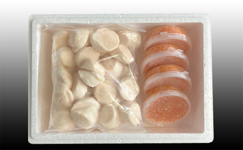 ＜12月21日決済分まで年内配送＞いくら醤油漬け100g×4P、ほたて貝柱500g×2P D-70036