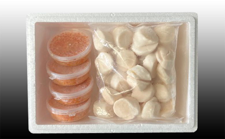 ＜12月21日決済分まで年内配送＞いくら醤油漬け100g×4P、ほたて貝柱500g×2P D-76007