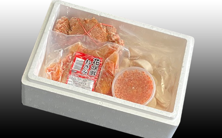 ＜12月21日決済分まで年内配送＞毛かに1尾・いくら醤油漬100g×2P・ほたて貝柱500g×1P・花咲かにむき身300g×1P D-76008