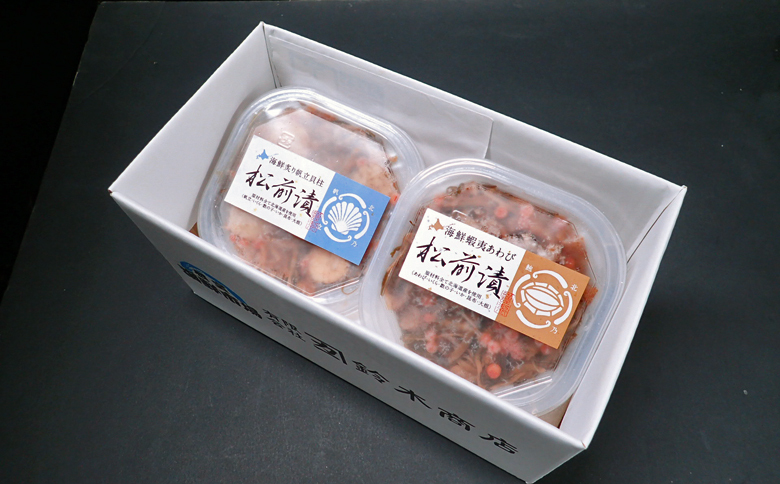 ＜12月10日決済分まで年内配送＞あわび松前漬けとほたて松前漬け各100g(計200g) G-11053