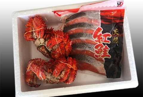 花咲かに2尾・甘塩紅鮭5切×1Pセット A-30026