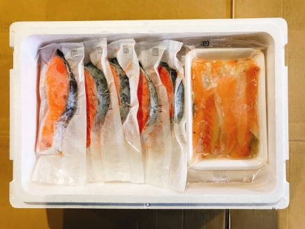 塩サーモンハラス660g＆塩銀鮭切り身1切×12P A-09032