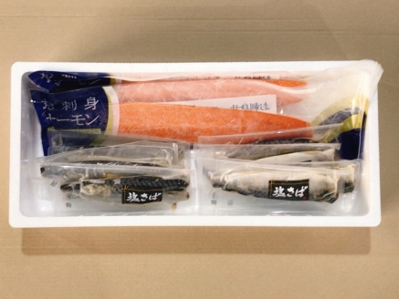 ＜12月14日決済分まで年内配送＞お刺身トラウトサーモン600g、塩さばフィレ1枚×8P A-09064