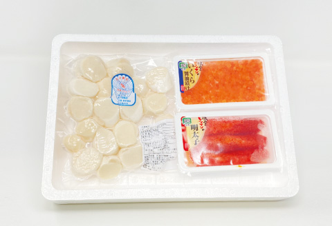 <年内配送可>ほたて300g・醤油いくら140g・明太子140g B-16087