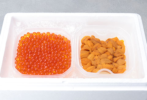 蒸しウニ80g、鮭イクラ80gセット A-24013