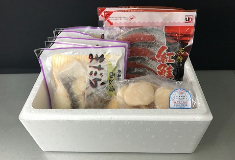 ほたて貝柱、紅鮭切身、まだら西京漬 B-18013